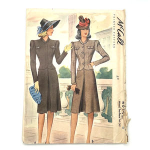 McCalls Vintage 1940's Pattern #4074 Women's Two Piece Suit Size 14